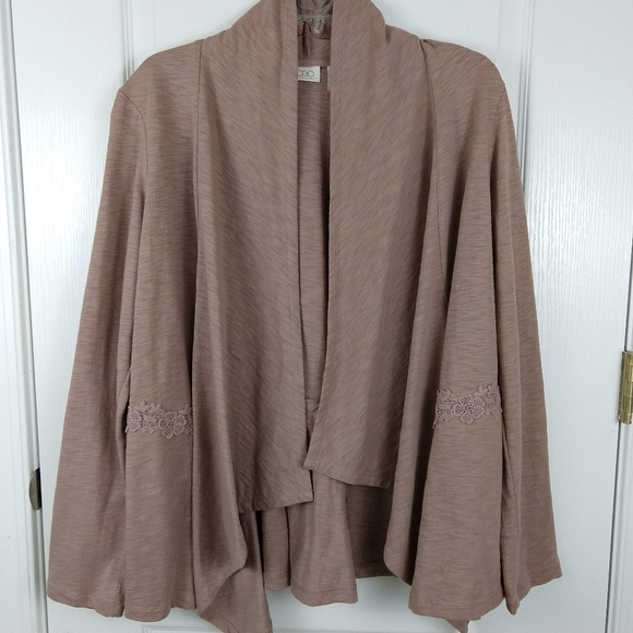 LOGO by Lori Goldstein Sweaters - Logo Lori Goldstein Brown Drape Open Cardigan M